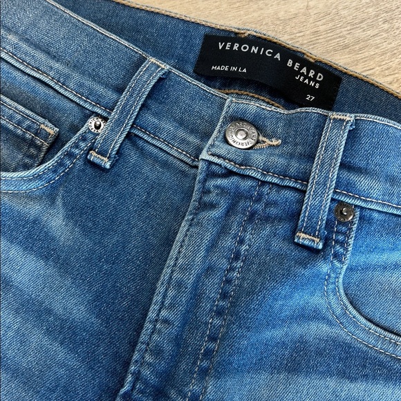 Veronica Beard Carson High-Rise Ankle Flare Denim Jeans | Mystic Blue Wash | 27 - Picture 5 of 11